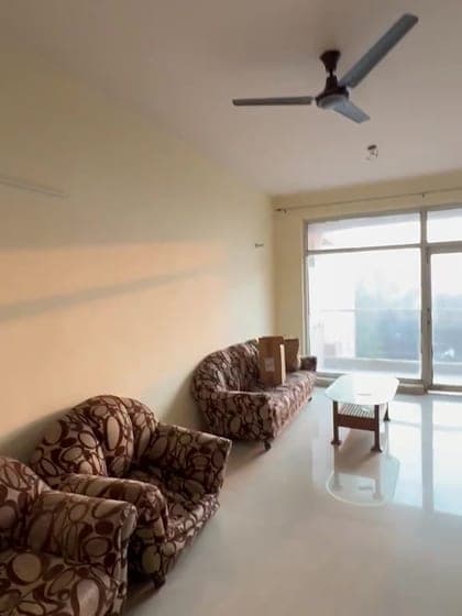 Living room with balcony window